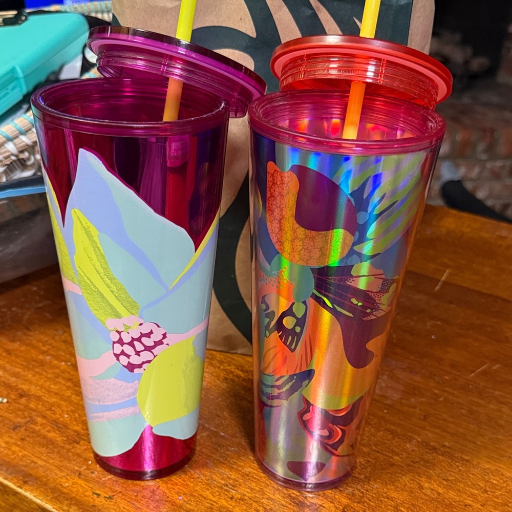 Starbucks Red and Multicolor Venti Tumblers-